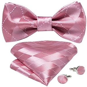 BBCBBZ Roze Plaid Self-tie Strikjes for Man Wedding Party Mannen Strikjes Hanky ​​Manchetknopen Pak Set Mannelijke Accessoires Vlinder