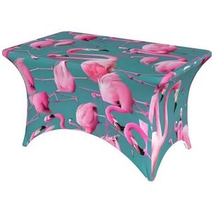 MYGANN Een Flock Van Flamingo's 4ft Wasbare Stretch Rechthoekige Tafel Cover Voor Bruiloft Thema Banket Party Tentoonstelling