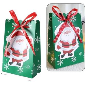 4 stuks vrolijke kerstcadeauzakjes kerstversiering verpakking kraftpapier zakken met lint kerstzakken snoepzakken navidad nieuwjaar-groene kerstman-12x18x
