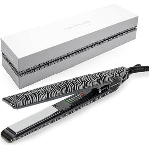 Corioliss C1 Stijltang voor vrouwen, titanium platen en krullen voor fijn haar, professioneel ijzer met temperatuurregeling (Zebra Silver Soft Touch)