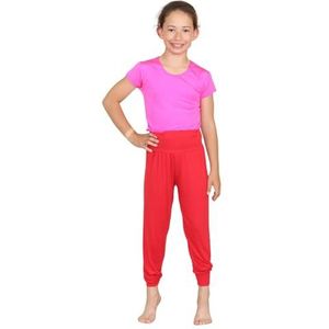 Hamishkane® Harembroek voor meisjes, trendy baggy fit, Alibaba-legging, casual yogabroek, stijlvolle dansharem, comfortabele zomerbroek voor kinderen, actieve kleding voor meisjes, Rood, 7-8 jaar