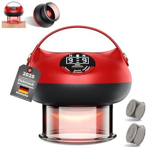 Elektrische cupping-apparaat, infrarood met 9-traps temperatuur en zuigkracht, elektrische cuppentherapie, intelligente cupping massage en schrapen (rood)