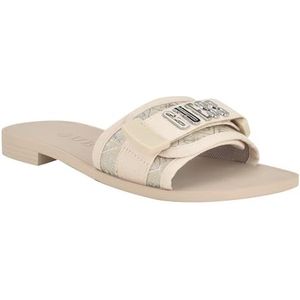 GUESS Elyze platte sandaal voor dames, Licht Natuurlijk Zilver 110, 36.5 EU