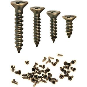 Fuxer 100x antieke houten schroeven, kruisgleuf, messing brons look (2 x 6 mm)