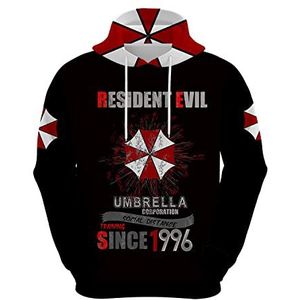JJCat Heren Lange Mouwen Capuchon Resident Evil Series Paraplu Plus Size 5XL Cosplay Trui Sweatshirts, bont 13, XL