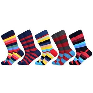 YIJIANUO 5 paar nieuwigheid heren katoen kleurrijk patroon grappige mode gelukkige crew jurk sokken, 5 paar-06, EU(40-46)