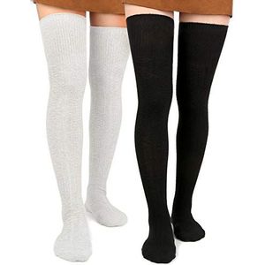 Moon Wood Dames Warmte Kniekousen Dikke Hoge Kousen Super Lange Katoen Gebreide Beenwarmers