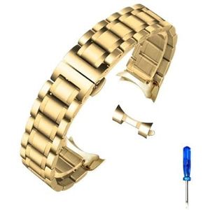 LQXHZ Gebogen Uiteinde Roestvrijstalen Horlogeband Compatibel Met Tissot 1853 T035 14/16/17/18/22/24 Mm Horlogeband Dames Heren Bandarmband (Color : Gold-Curved, Size : 18mm)