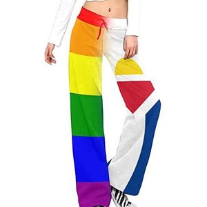 LGBT Pride Franse Saint Martin Vlag Yoga Broek Voor Vrouwen Casual Broek Lounge Broek Trainingspak met Trekkoord L