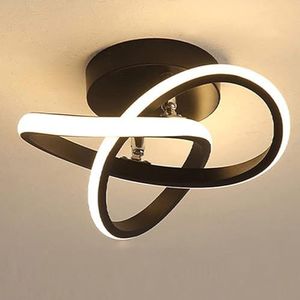 TONFON Moderne inbouw plafondlamp ringen creatief ontwerp plafondlamp acryl LED plafondlamp for hal balkon entree foyer trappenhuis gangpad zolder restaurant hanglamp(Color:Black,Size:Warm light)