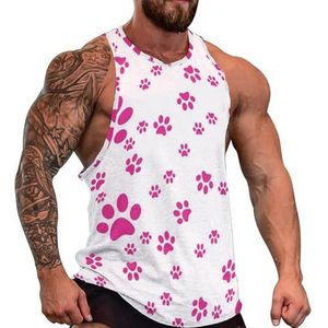 Paws Patroon Heren Tank Top Grafische Mouwloze Bodybuilding Tees Casual Strand T-Shirt Grappige Gym Spier