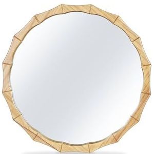 Gozos Jumilla Ronde Wandspiegel met natuurhouten lijst - Stijlvolle decoratieve spiegel voor woonkamer, slaapkamer, badkamer of hal - Milieuvriendelijk design, 60 x 60 cm