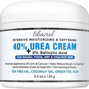 Ureumcrème 40% plus salicylzuur 130 g, eeltverwijderaar handcrème voetcrème voor droge gebarsten voeten, handen, hielen, ellebogen.