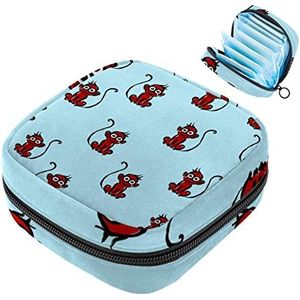 Maandverband Opbergtas Menstruatie Cup Pouch Meisjes Reizen Grote Capaciteit Make-up Maandverband Organizer, Rode Aap Patroon