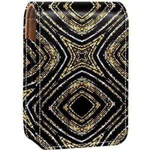 vakantie gouden glitters Draagbare Lipstick Case voor op reis, Mini Lipstick Opbergdoos met spiegel voor vrouwen dames, Lederen cosmetische etui, Meerkleurig, 9.5x2x7 cm/3.7x0.8x2.7 in