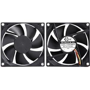 SXDOOL 2 stuks DC-koeler met kogellagers, ventilator 5V 12V 24V 80mm 8020 2-pins 3-pins voor computerbehuizingen en CPU-koelers