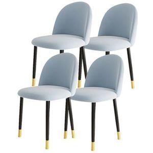 Moderne keukeneetkamerstoelen, accentstoel set van 4, fluweelzachte gevoerde zitting met ergonomische rugleuning, stoel metalen poten