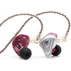 Linsoul KZ ZSX 5BA+1DD 6 Driver Hybride in-ear HiFi-oortelefoons met zinklegering voorplaat, verzonken 2-pins afneembare kabel voor audiofiele muzikant (zonder microfoon, paars)