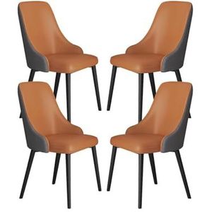 Keuken Moderne lederen eetkamerstoelen set van 4, koolstofstaal metalen poten stoelen woonkamer leuning stoelen ergonomie