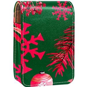 Gepersonaliseerde Lipstick Case Draagbare Make-up Tas Cosmetische Pouch Lippenstift Houder Make-up Organizer Rode Sneeuwvlok Kerstmis, Meerkleurig, 9.5x2x7 cm/3.7x0.8x2.7 in