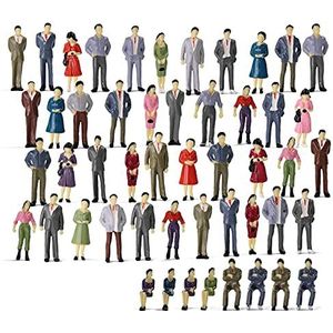 Evemodel 50st Modelspoorweg O Schaal Zittende Staande Figuren 1:50 Geschilderde Mensen P50