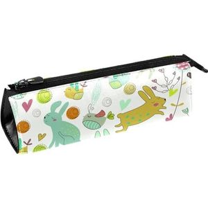 VAPOKF Konijntjes en vogels pennenzak briefpapier etui potlood tas cosmetische etui tas compacte rits tas, Meerkleurig, 5.5 ×6 ×20CM/2.2x2.4x7.9 in, Tas Organizer