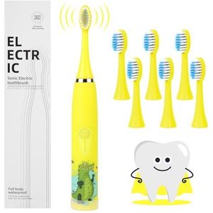 Vicloon Elektrische tandenborstel voor kinderen, oplaadbare elektrische tandenborstel voor kinderen met 6 vervangbare borstelkoppen, timer 4 modi, 18000 slagen, IPX8 waterdicht, zachte haren, zacht