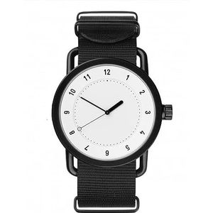 OSOLVE Herenhorloge Trendy Eenvoudige Canvas Nylon Band Horloge Europese en Amerikaanse Retro Dunne Student Quartz Horloge, Zwart-wit