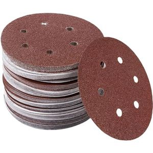 Schuurschijven, ronde schuurschijven, pads, 10 stuks 6 inch 6 gaten 150 mm schuurschijven 40-2000 korrel schuurpapier excenterschuurmachine klittenband schuurpapier(Grit 180)