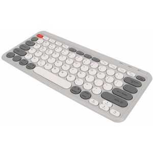 Ronde Keycaps Mini-toetsenbord, Compact Draadloos -toetsenbord Stabiele Draadloze Verbinding Universeel Draagbaar Slank voor Laptops (WHITE)