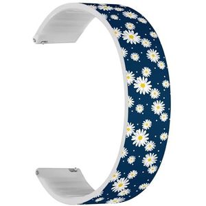 Solo Loop band compatibel met Garmin Forerunner 165/165 Music, Forerunner 35/45/45S (White Madeliefjes Circle) Quick-Release 20 mm rekbare siliconen band band accessoire, Siliconen, Geen edelsteen