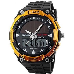 SKMEI 1049 Solar Energy Japanese-Quartz LED and Pointer Display 50M Waterproof Multi-Function Watches