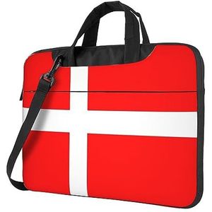 UPIKIT Denemarken Deense Vlag Schokbestendige Draagbare Schouderlaptoptas voor Dagelijkse Werk Zakelijke Bijeenkomsten, Zwart, 15.6 inch