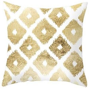 Ethereval Linnen beddengoed kussenslopen standaard maat katoenen kussen buiten patio kwastje rooster queensize rits bank vervanging wit goud - 40 x 40 cm