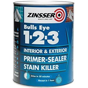 Zinsser Bulls Eye 1-2-3 Primer-Sealer & Stain Killer 500ml Klaar Gemengde Kleur - Wit