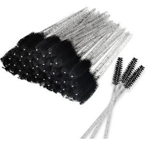 Crystal Eye, Mascara Wands, Wimper Mascara, Eye Wimper Applicator Borstel (50 stuks, Zwart)