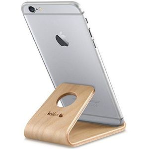 Kalibri Universele Standaard voor Smartphones en Tablets - Antislip - Berkenhout