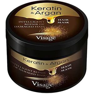 VISAGE Professional haarmasker met arganolie en keratine | Herstelbehandeling voor droog en beschadigd haar | Hydraterend en voedend | Diep vochtinbrengend haarmasker | Premium haarproduct 500ml