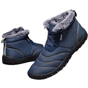 Snow Boots For Waterproof Snow Boots Warm Ankle Bootie Comfortable Slip On Outdoor Fur Lined Winter Shoe Men's Fashionable Snow Boots (Color : Blue, Size : EU 39)