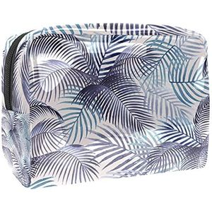 Cosmetische tassen, blauwe aquarel tropische palmbladeren reizen cosmetische tassen, multifunctionele draagbare make-uptassen, reizen cosmetische tas organizer voor vrouwen, MultiColor 07,