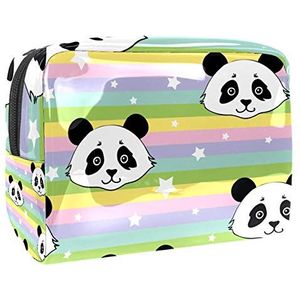 Draagbare make-up tas met rits reizen toilettas voor vrouwen handige opslag cosmetische zakje kleurrijke regenboog strepen Panda sterren