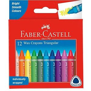 Faber-Castell Gekleurde driehoekige waskrijtjes, geassorteerd – Pack van 12, (21-120093) (F120010)