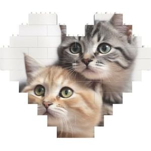 Katten Gedrukt Bouwstenen Blok Puzzel Hartvormige Foto DIY Bouwsteen Puzzel Gepersonaliseerde Liefde Baksteen Puzzels voor hem, voor haar, voor geliefden