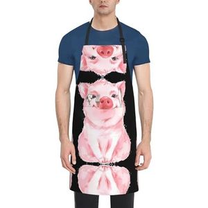 ZhaoYuGoods Mooie roze varkensschorten met zakken voor dames en heren, stijlvolle kookschorten voor keuken tuinieren salon, ideale print schort, Mooie Roze Varken, Eén maat