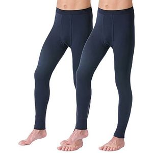 HERMKO 3540 Long Johns lange onderbroek voor heren, 2 stuks, van biologisch katoen, marineblauw, M