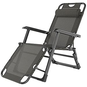 GEIRONV Zero Gravity-fauteuils,178×52×25 Cm voor Terrasterrastuinen met Hoofdkussen Ligstoel Kantoor Balkon Lunchpauze Stoel Fauteuils (Color : Black, Size : 178x52x25cm)