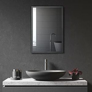 kleankin Spiegelkast, badkamerkast met 3 etages, medicijnkast, hangkast voor slaapkamer, zwart, 40 x 12 x 60 cm