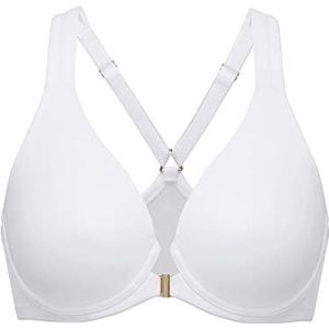 DELIMIRA Women's Front Closure Racerback Naadloze Beugel Ongevoerde Plunge Full Coverage Bra wit 100C