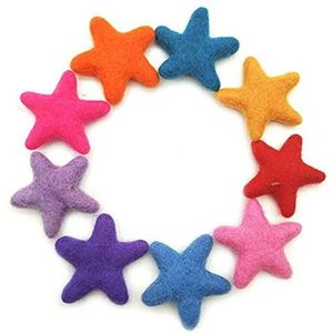 Egurs Kleurrijke sterren van vilt DIY knutselen decoratie, 10 stuks 7 cm, 100% wol