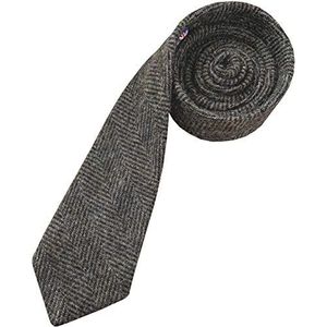 Bruine en zwarte visgraattweed wollen stropdas, Bruin, Zwart, Standard Tie Length: 56 inches
